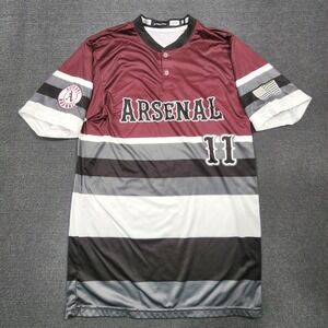 Champro Baseball Jersey Mens Small Maroon Gray Striped Arsenal Jones 11 Henley